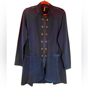 Lulu B Military Style Zip Up Jacket Lightweight Cotton Navy Sz M